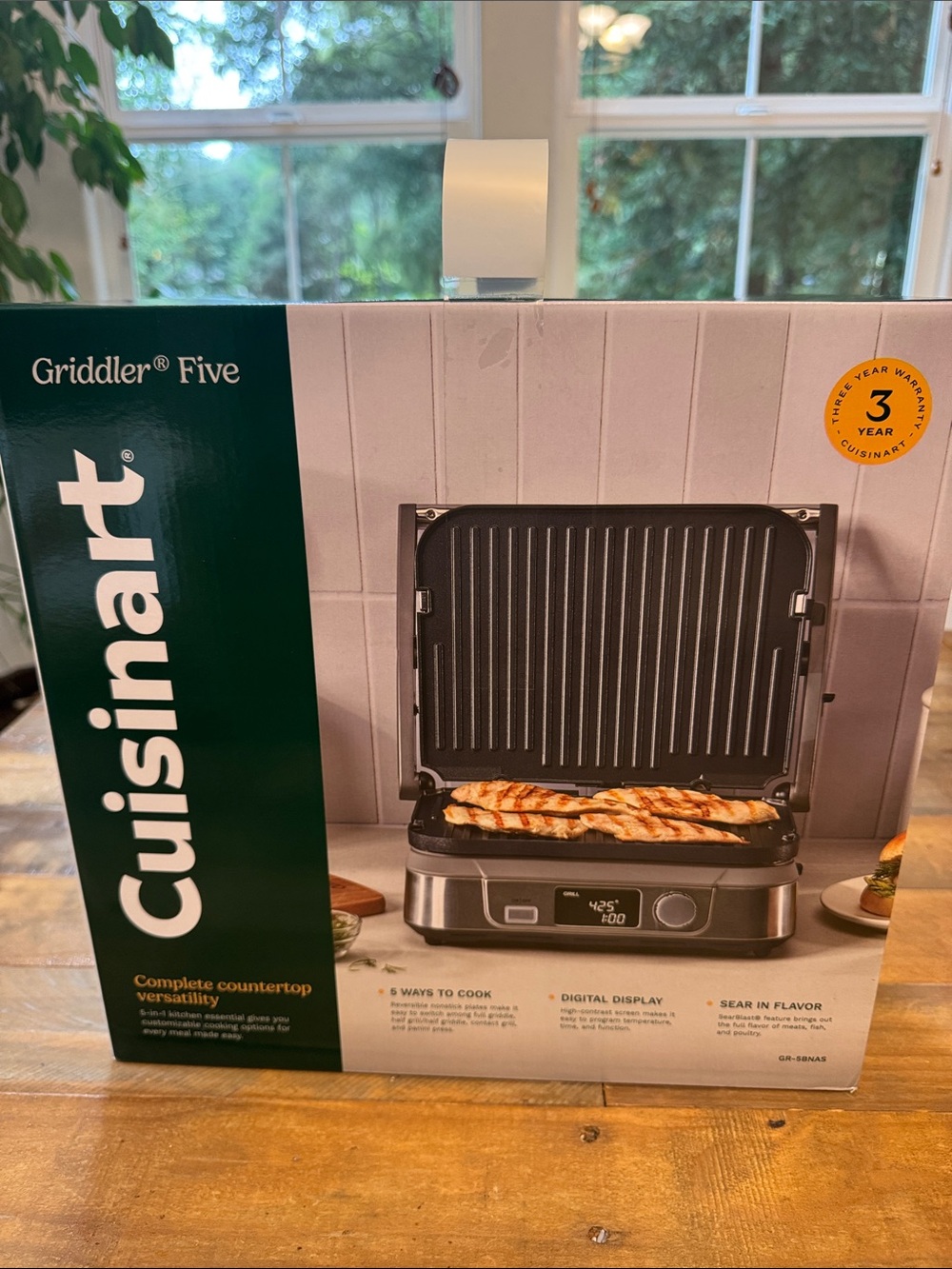 Cuisinart Griddler five. New. NIB. Nonstick griddle contact grill Panini press